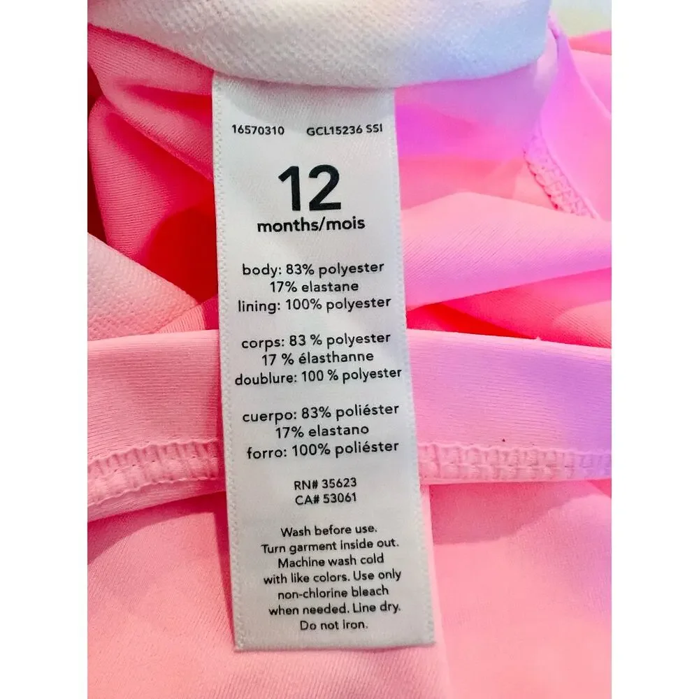 Carter’s Size 12M Rash Guard Swimsuit Cool Like My Mom Pink Ice Cream 2-Pc Set
